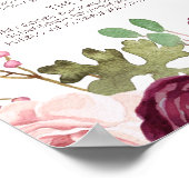 Romantische Blooms Wedding Bar Menu Poster (Ecke)