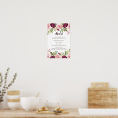 Romantische Blooms Wedding Bar Menu Poster (Küche)