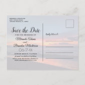 Romantische Blue Beach Hochzeit Save the Date Ankündigungspostkarte (Rückseite)