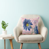 Romantische Blue Daisy Rose Monogram Hochzeit Kissen (Stuhl )