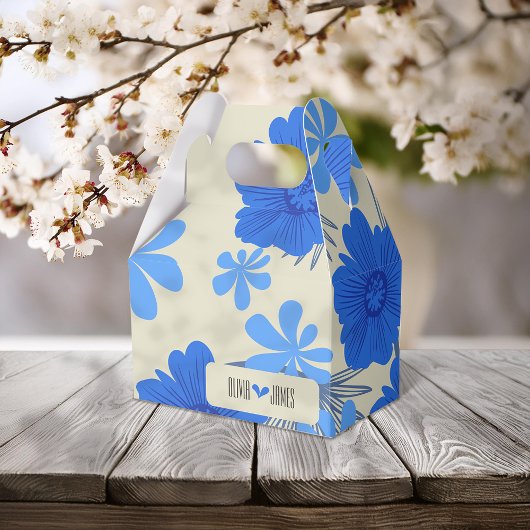 Romantische Blue Floral Gastgeschenk Hochzeit Box Geschenkschachtel