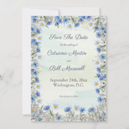 Romantische Blue Floral Save the Date Card Einladung