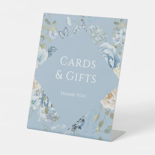 Romantische Blue Floral Wedding Cards und Geschenk Sockelschild