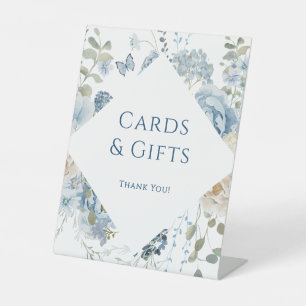 Romantische Blue Floral Wedding Cards und Geschenk Sockelschild