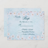 Romantische Blue Floral Wedding RSVP Card Einladung (Vorne/Hinten)