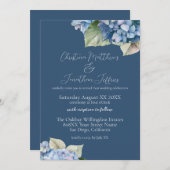 Romantische Blue Hydrangea-Blume zur Marine Einladung (Vorne/Hinten)