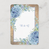 Romantische Blue Hydrangea Monogram Hochzeit Begleitkarte (Rückseite)