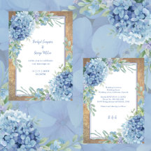 Romantische Blue Hydrangea Monogram Hochzeit