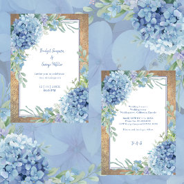 Romantische Blue Hydrangea Monogram Hochzeit Einladung