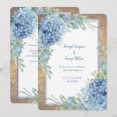 Romantische Blue Hydrangea Monogram Hochzeit Einladung (Vorne/Hinten)