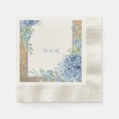 Romantische Blue Hydrangea Monogram Hochzeit Serviette (Vorderseite)