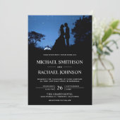 Romantische Blue Night Sky Couple Wedding Einladung (Stehend Vorderseite)