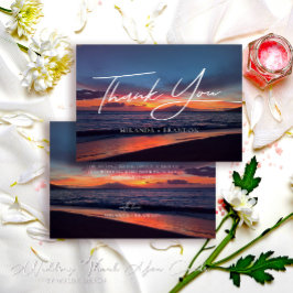 Romantische Blue Sunset Tropical Beach Hochzeit Dankeskarte
