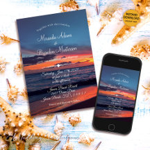 Romantische Blue Sunset Tropical Beach Hochzeit