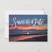 Romantische Blue Sunset Tropical Summer Beach Hoch Save The Date (Vorderseite)