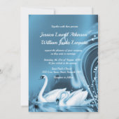 Romantische Blue Swan Liebe Hochzeit Einladung (Rückseite)