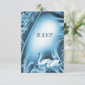 Romantische Blue Swan Liebe Wedding RSVP (Stehend Vorderseite)