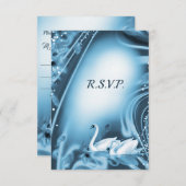 Romantische Blue Swan Liebe Wedding RSVP (Vorne/Hinten)