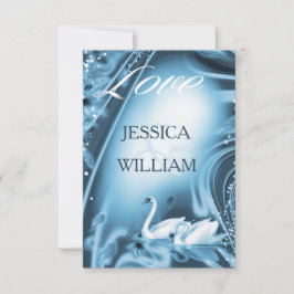 Romantische Blue Swan Liebe Wedding RSVP