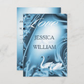 Romantische Blue Swan Liebe Wedding RSVP (Vorne/Hinten)