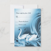 Romantische Blue Swan Liebe Wedding RSVP Karte (Rückseite)