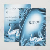 Romantische Blue Swan Liebe Wedding RSVP Karte (Vorne/Hinten)