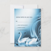 Romantische Blue Swan Liebe Wedding RSVP Karte (Rückseite)