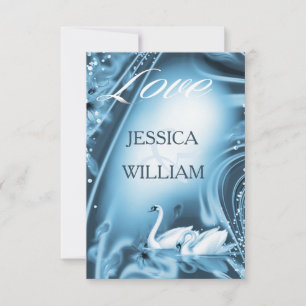 Romantische Blue Swan Liebe Wedding RSVP Karte