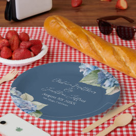 Romantische Blue Watercolor Hydrangea-Blume auf de Pappteller