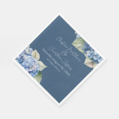 Romantische Blue Watercolor Hydrangea-Blume auf de Serviette (Ecke)