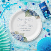 Romantische Blue Watercolor Hydrangea-Blume Pappteller (Party)