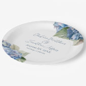 Romantische Blue Watercolor Hydrangea-Blume Pappteller (Schrägansicht)