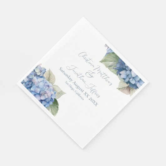 Romantische Blue Watercolor Hydrangea-Blume Serviette (Ecke)