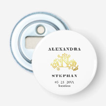 Romantische Blüh Monogram Gold Wedding