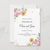 Romantische blühende, botanisch-rosa Blume Einladung (Vorderseite)