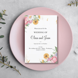 Romantische blühende, botanisch-rosa Blume Einladung