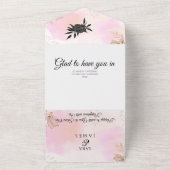 Romantische blühende Kalligraphie Die Hochzeit All In One Einladung (Außenbereich)