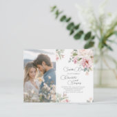 Romantische blühende Rose Save the Date Ankündigungspostkarte (Stehend Vorderseite)