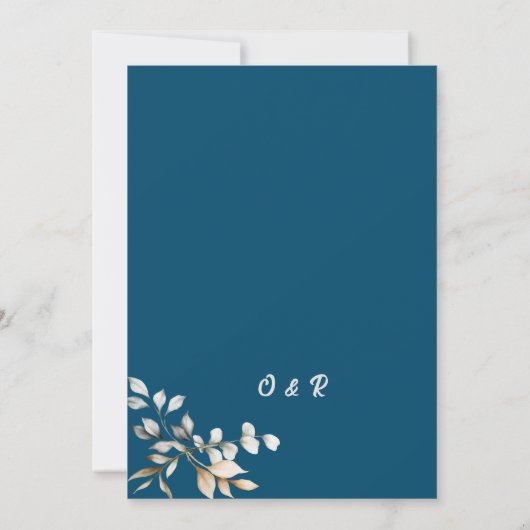 Romantische blühende weiße und sanfte blaue Blumen Einladung (Rückseite)