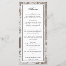 Romantische Blume auf der Holzheiratskarte Menükarte