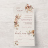 Romantische Blume auf einfachem Feld Hochzeit All In One Einladung (Innen Boden)