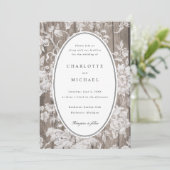 Romantische Blume auf Holzhochzeit Einladung (Stehend Vorderseite)