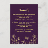 Romantische Blume aus Gold lila Hochzeit Begleitkarte (Vorderseite)