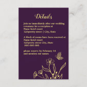 Romantische Blume aus Gold lila Hochzeit Begleitkarte (Vorderseite)