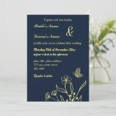 Romantische Blume aus Gold und eine Schmetterlings Einladung (Stehend Vorderseite)