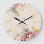 Romantische Blume aus Pink und Blush Große Wanduhr (Vorderseite)