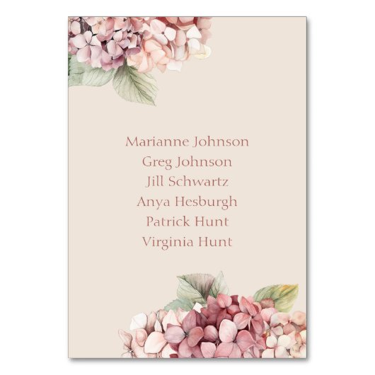 Romantische Blume aus Pink und Blush Tischnummer (Rückseite)