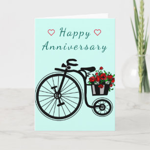 Romantische Blume Bike Jubiläumskarte Karte