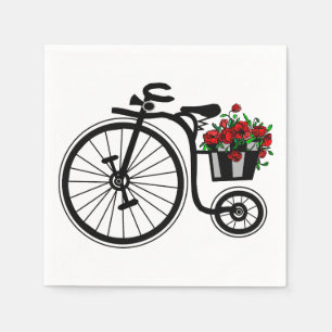 Romantische Blume Bike Neapel - Farbe oder Text Serviette