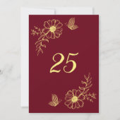 Romantische Blume Bordeaux Tischnummer (Vorderseite)